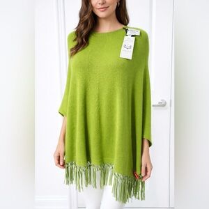 PINOTTI Luxury Cashmere Blend Poncho | NWT | Made in Italy | Green